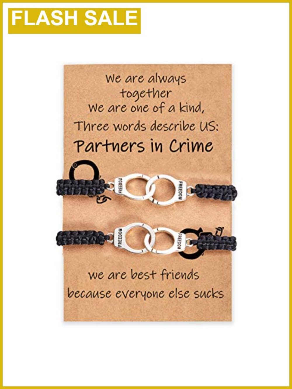 Handcuff Friendship Bracelets Adjustable Cord Hypoallergenic Set for Best